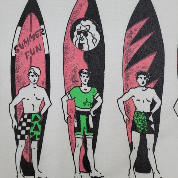 Vintage 80s Last-Exit Surfer Shirt XL 21x27 Summer-Fun Crop USA - Picture 10 of 15